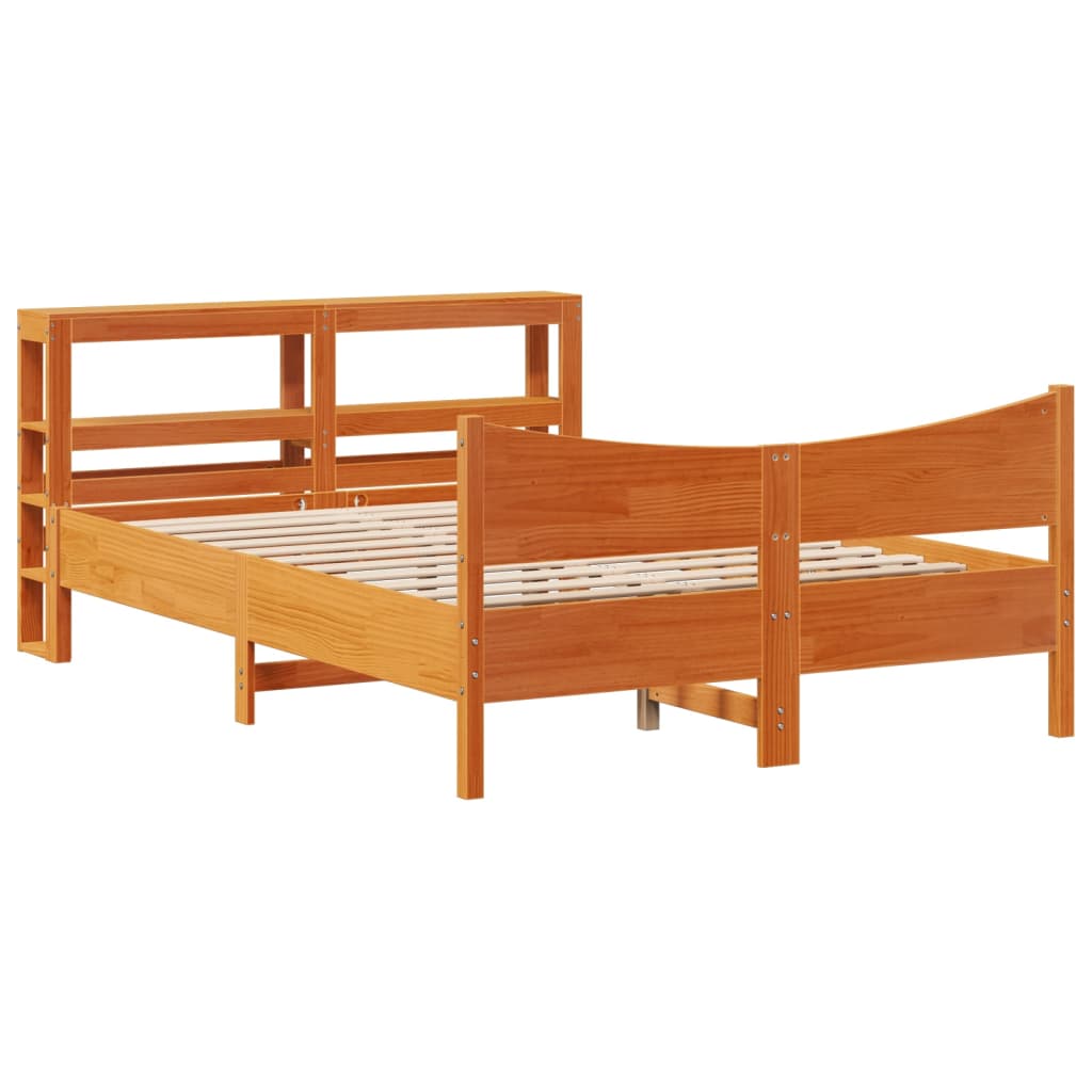 Sengeramme med hodegavl voksbrun 140x190 cm heltre furu