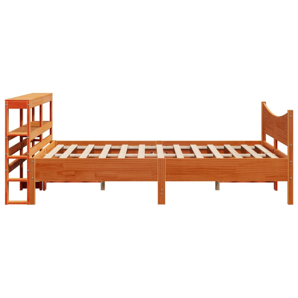 Sengeramme med hodegavl voksbrun 140x190 cm heltre furu