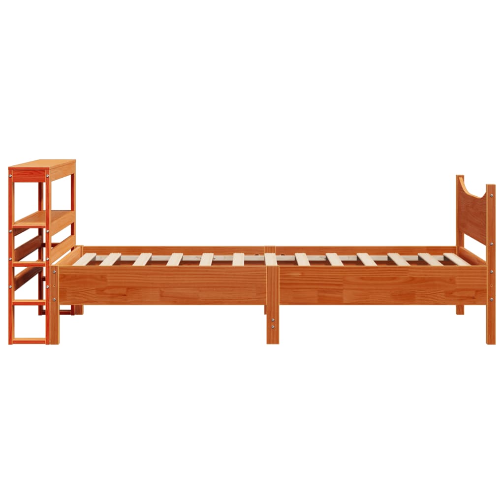 Sengeramme med hodegavl voksbrun 75x190 cm heltre furu