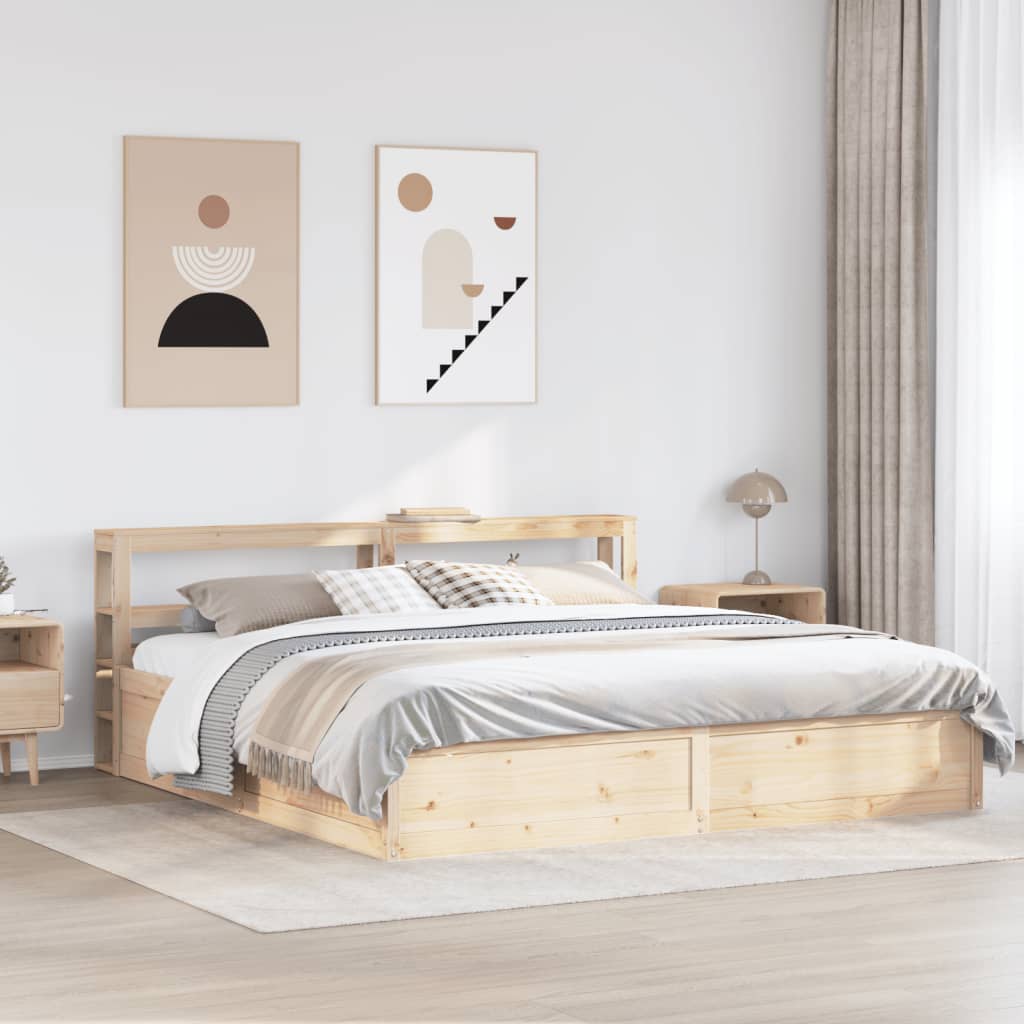 Sengeramme med hodegavl 200x200 cm heltre furu
