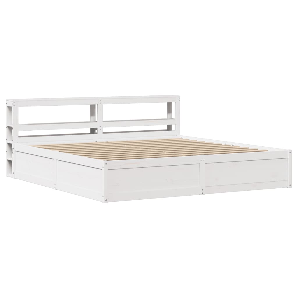 Sengeramme med hodegavl hvit 200x200 cm heltre furu