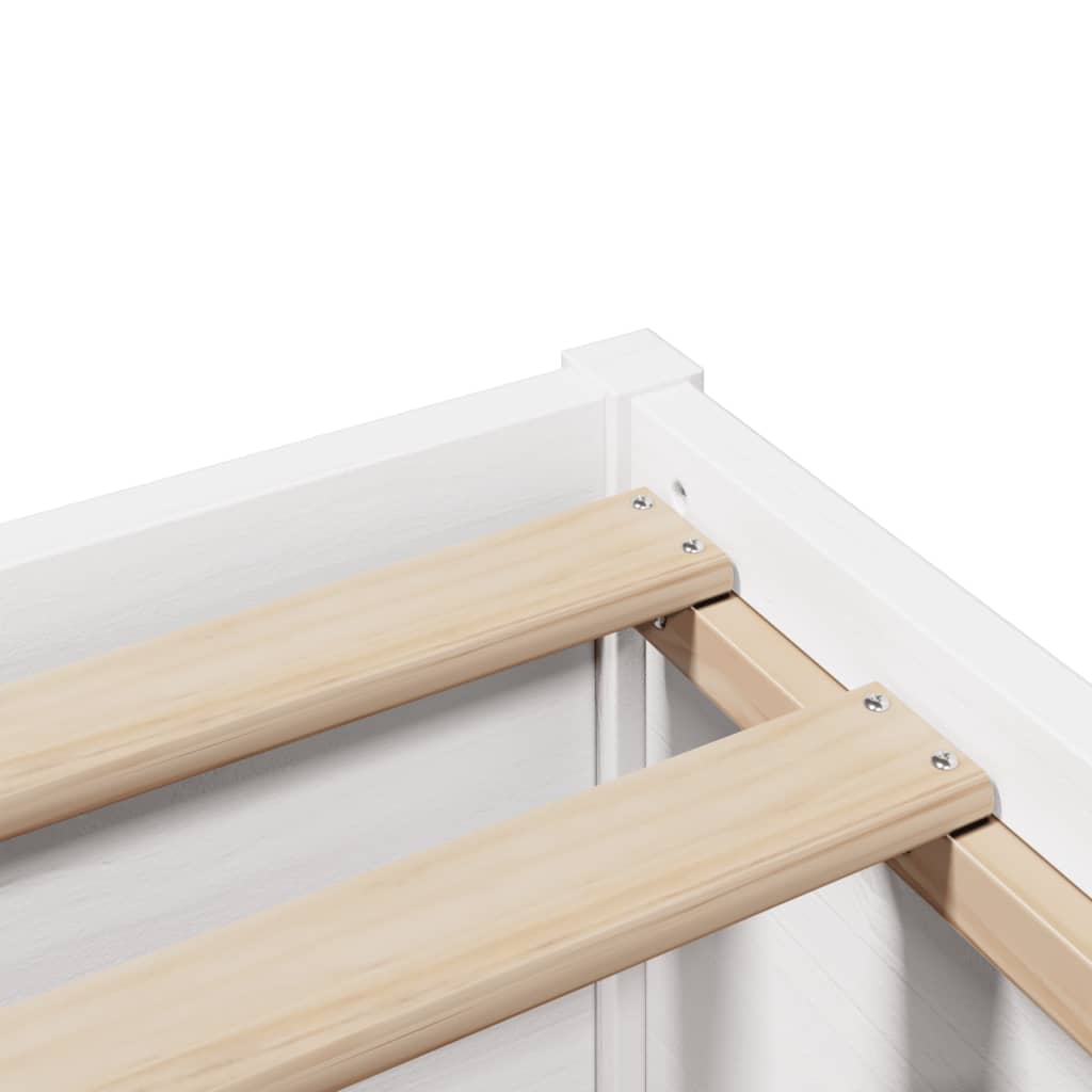 Sengeramme med hodegavl hvit 200x200 cm heltre furu