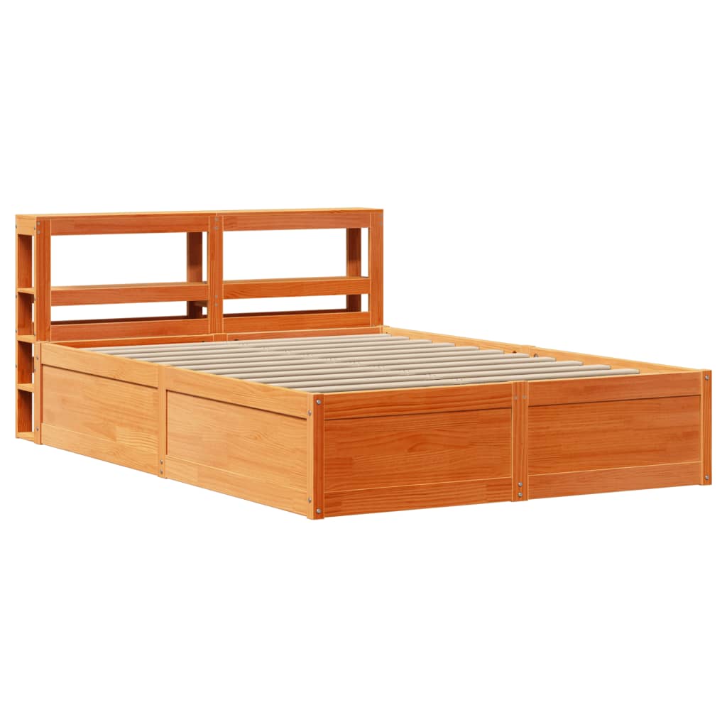 Sengeramme med hodegavl voksbrun 160x200 cm heltre furu