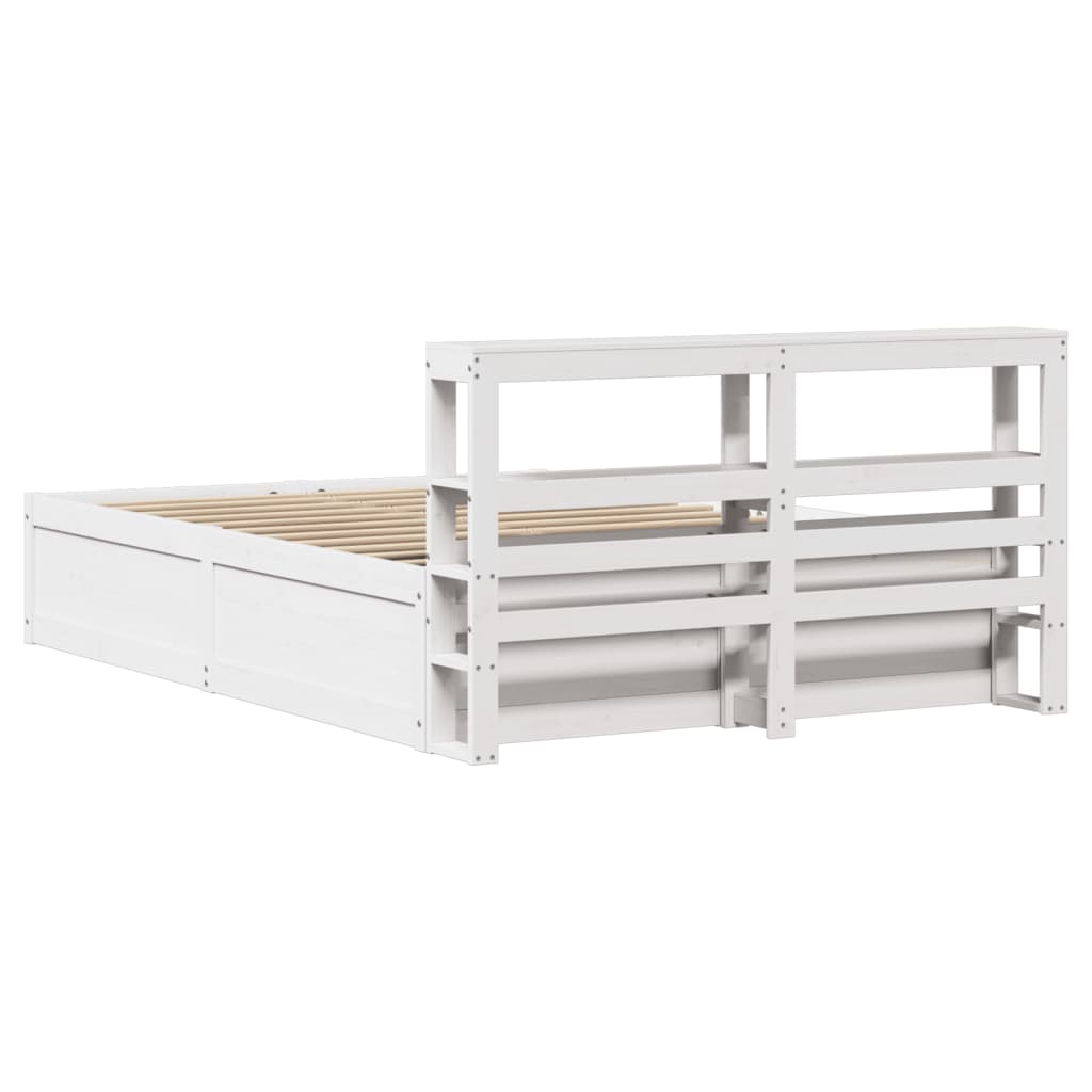 Sengeramme med hodegavl hvit 120x200 cm heltre furu