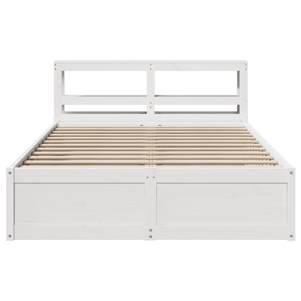 Sengeramme med hodegavl hvit 140x190 cm heltre furu
