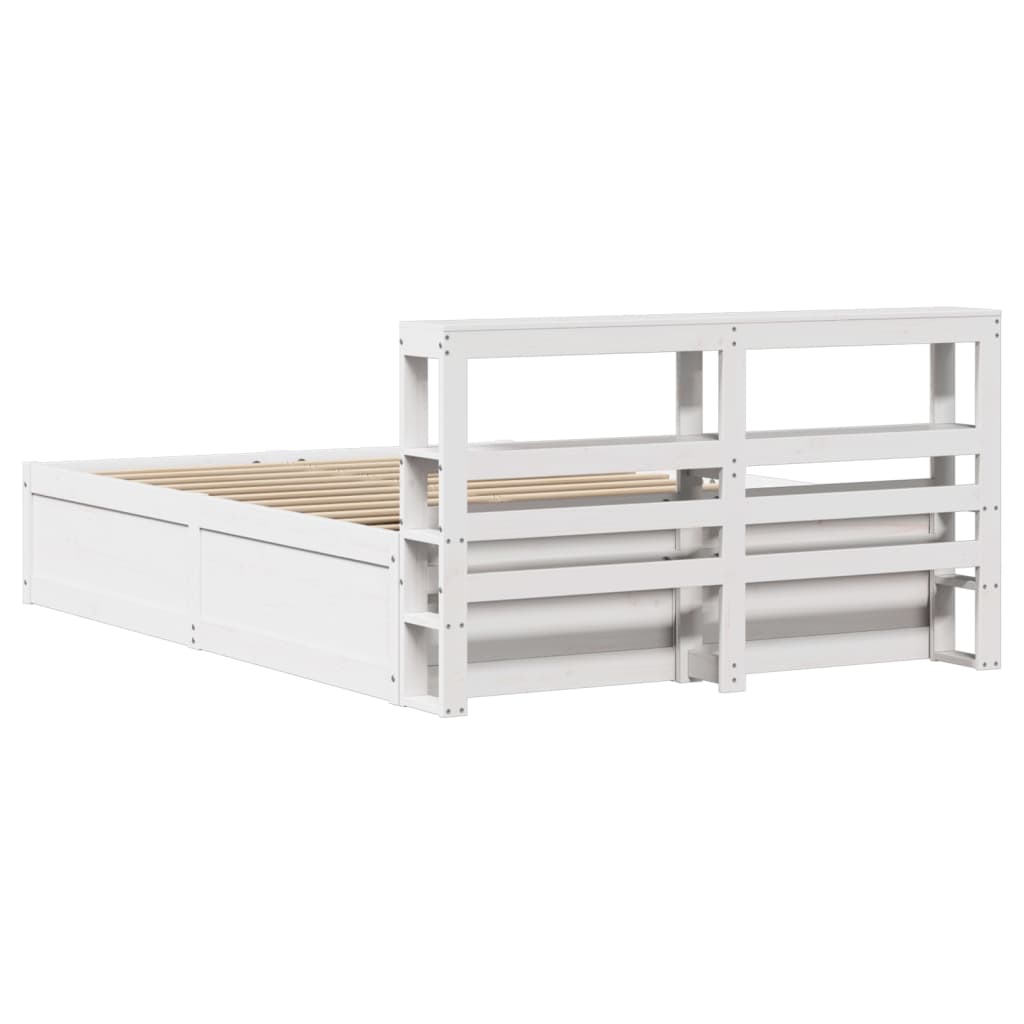 Sengeramme med hodegavl hvit 140x190 cm heltre furu