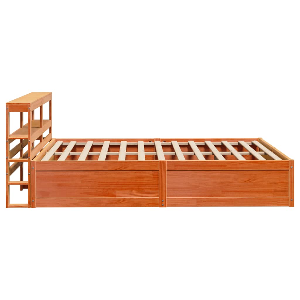 Sengeramme med hodegavl voksbrun 135x190 cm heltre furu