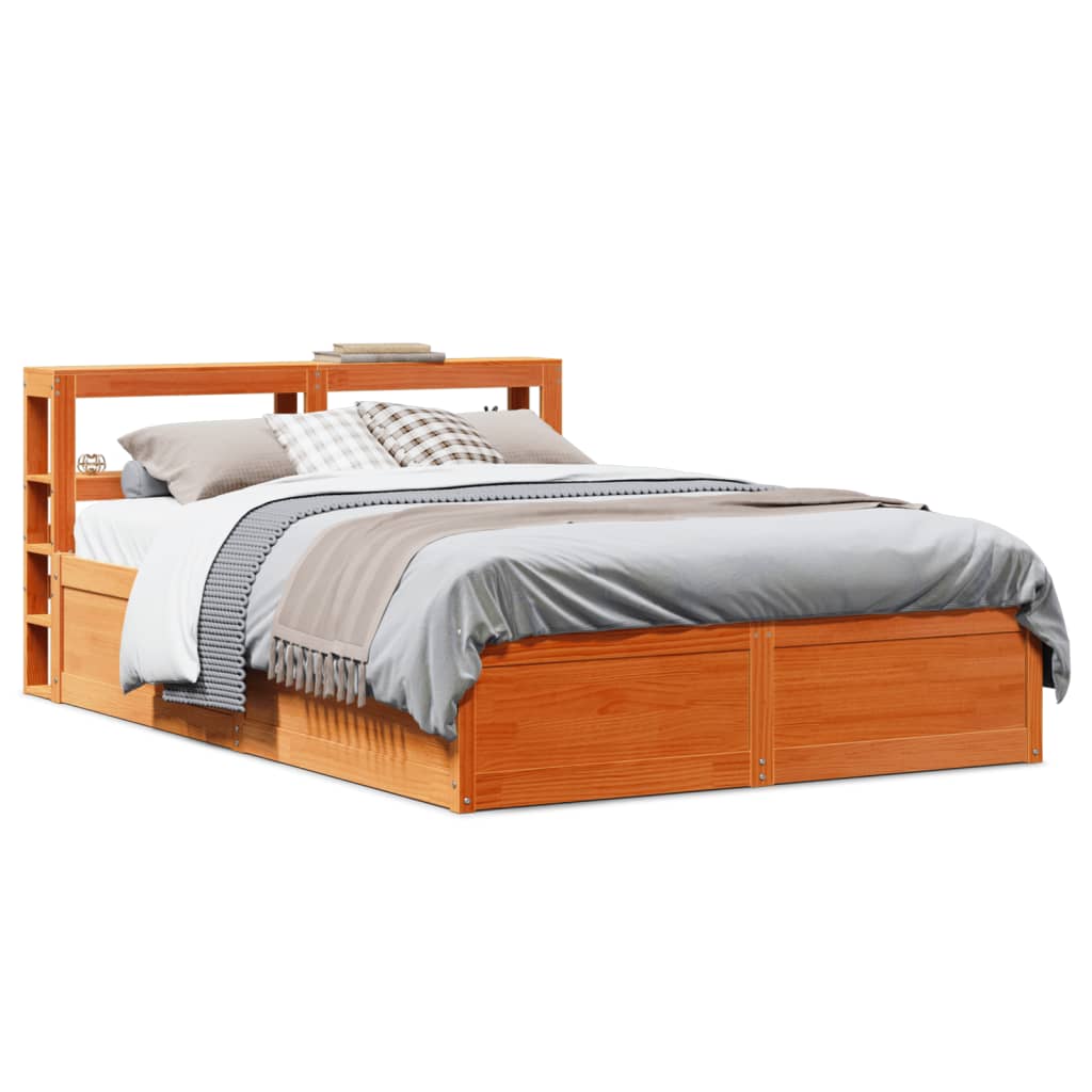 Sengeramme med hodegavl voksbrun 120x190 cm heltre furu