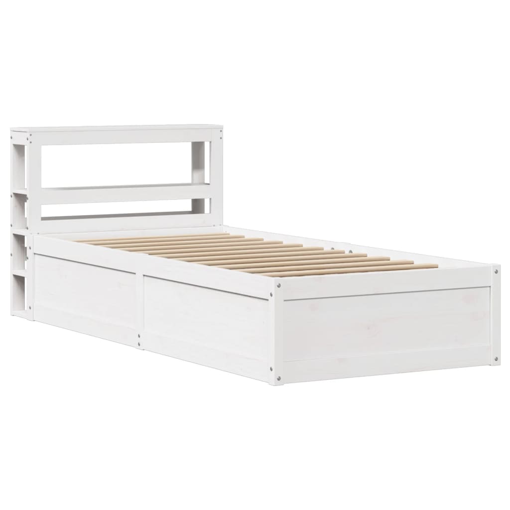 Sengeramme med hodegavl hvit 90x190 cm heltre furu