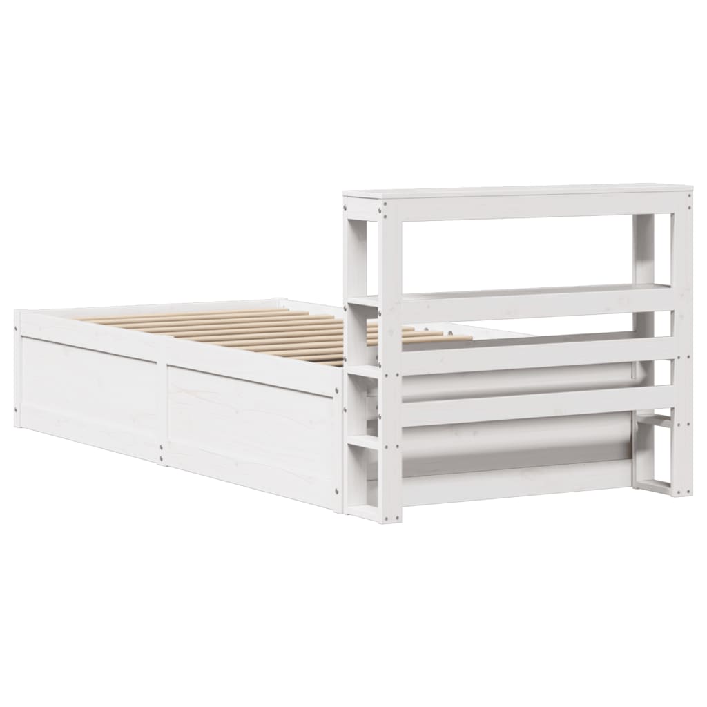 Sengeramme med hodegavl hvit 90x190 cm heltre furu