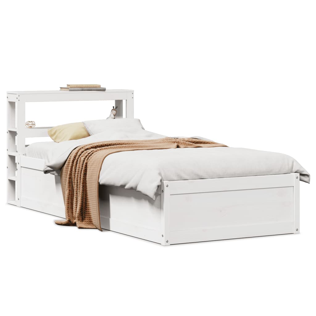 Sengeramme med hodegavl hvit 90x190 cm heltre furu