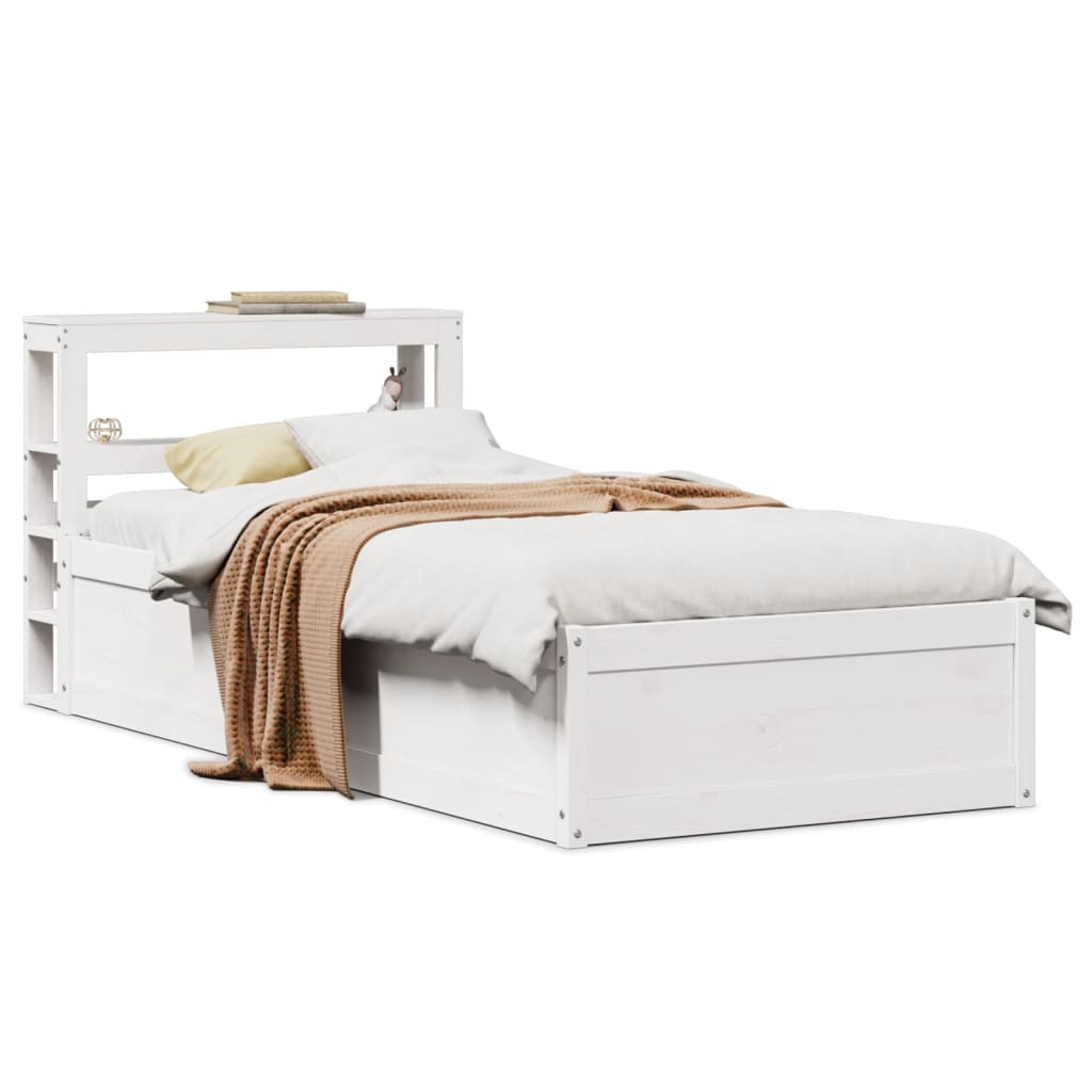 Sengeramme med hodegavl hvit 75x190 cm heltre furu