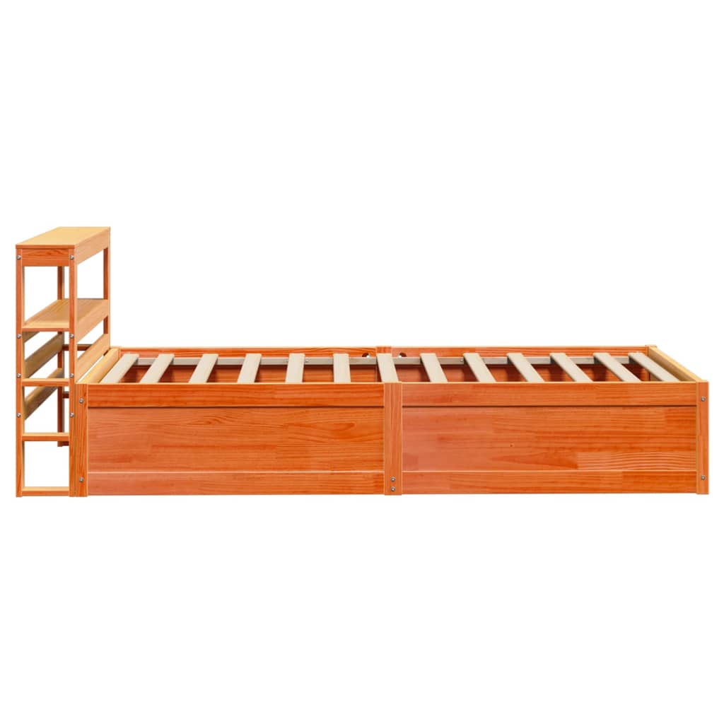 Sengeramme med hodegavl voksbrun 75x190 cm heltre furu
