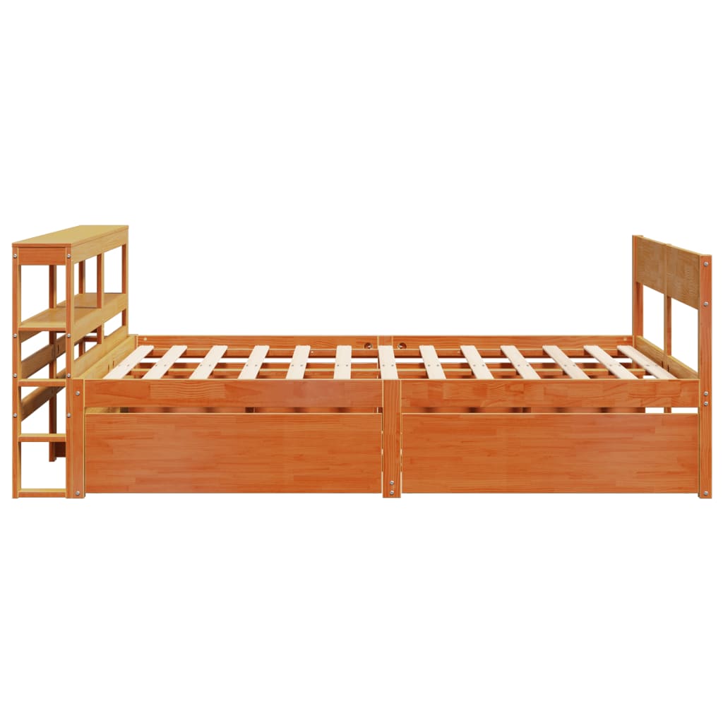 Sengeramme uten madrass voksbrun 140x200 cm heltre furu