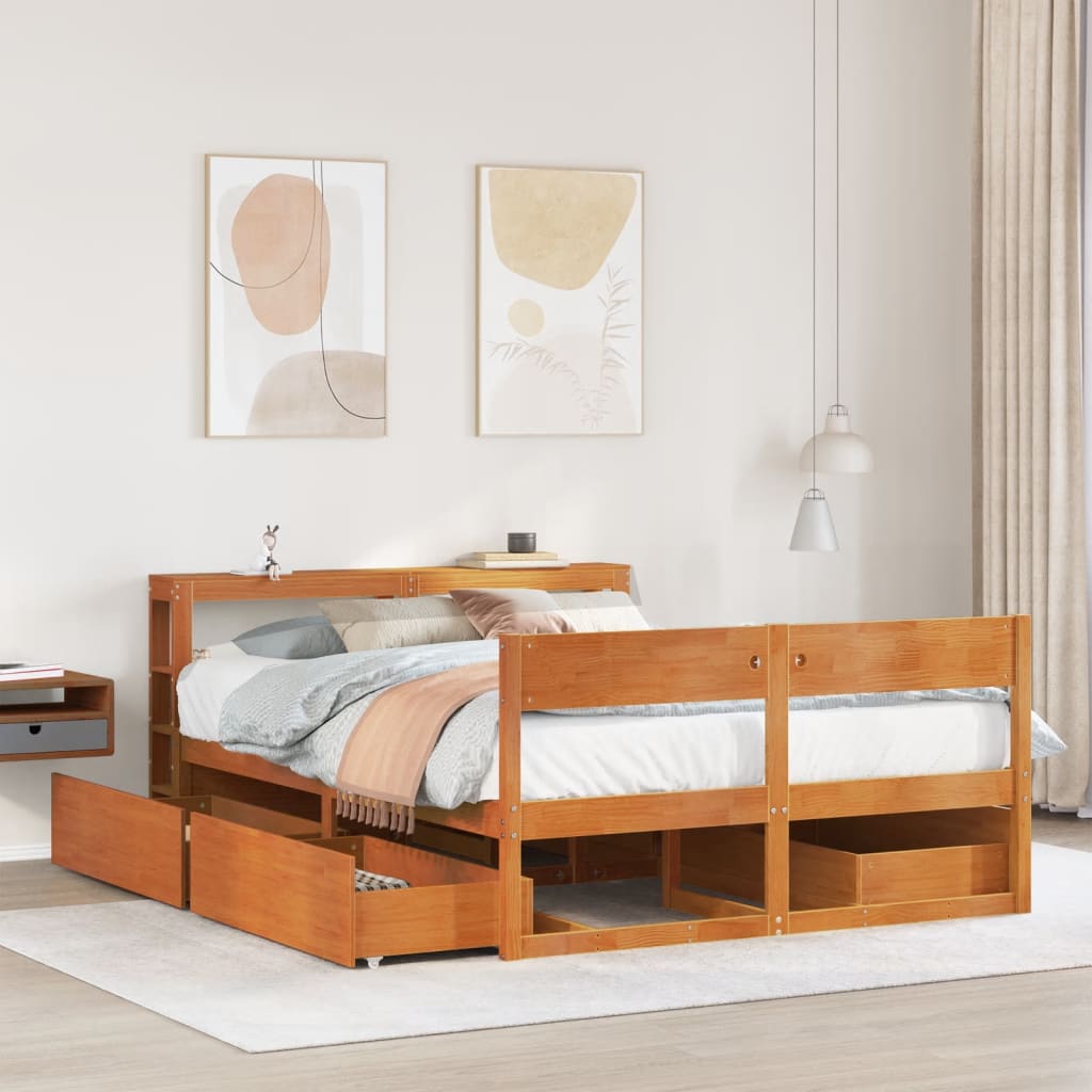 Sengeramme uten madrass brun 135x190 cm heltre furu