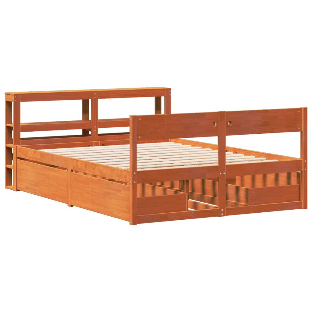 Sengeramme uten madrass brun 135x190 cm heltre furu