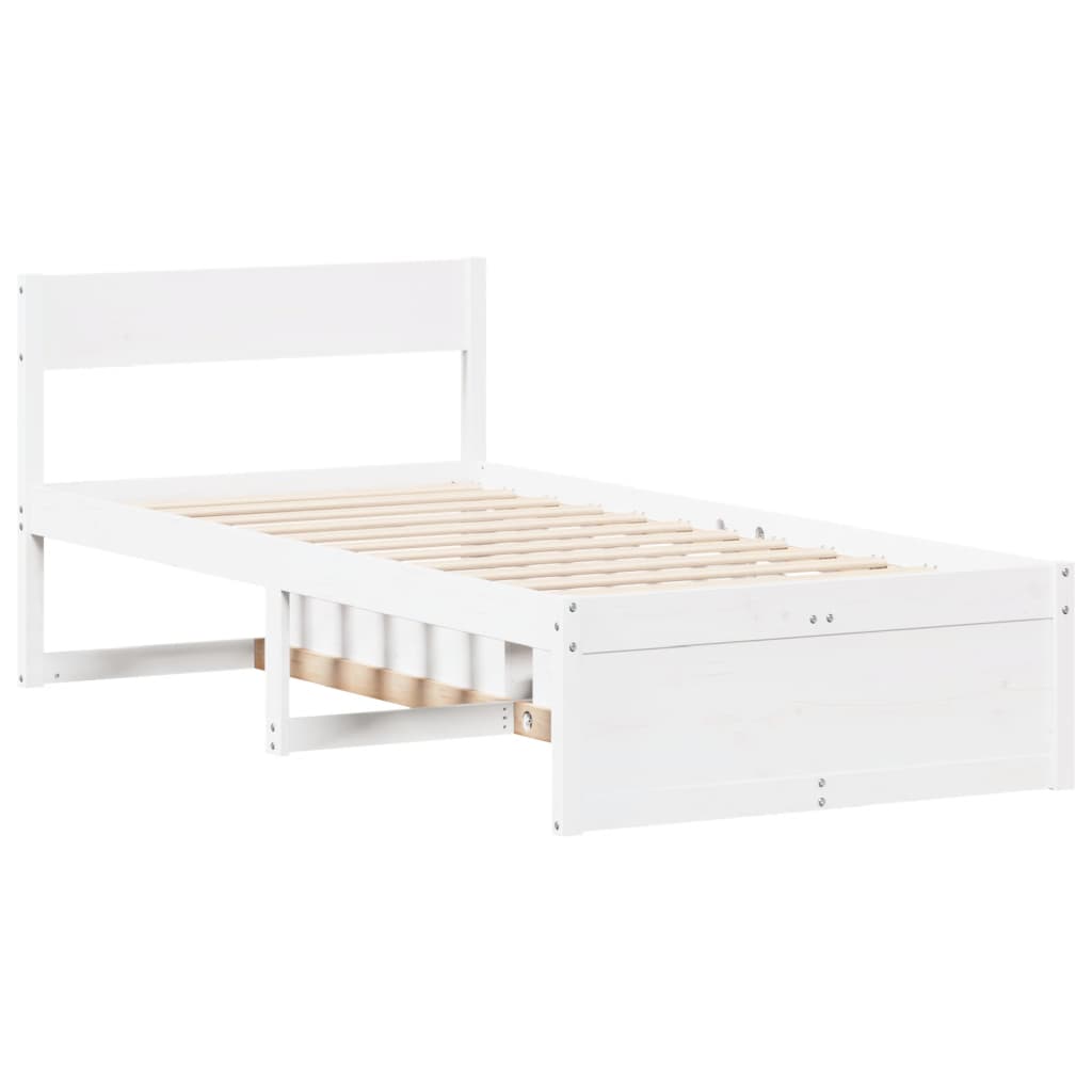 Sengeramme uten madrass hvit 75x190 cm heltre furu