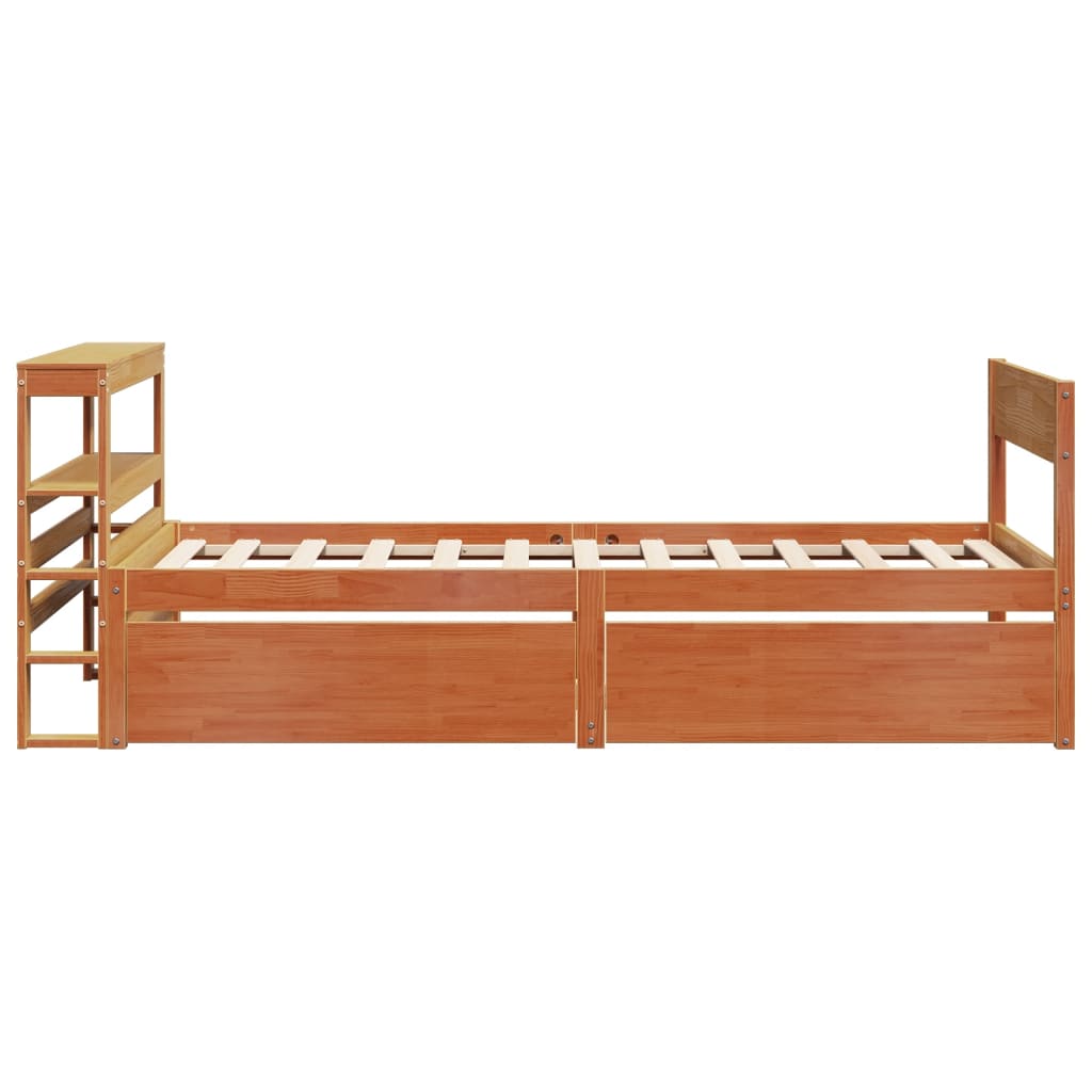 Sengeramme uten madrass voksbrun 75x190 cm heltre furu