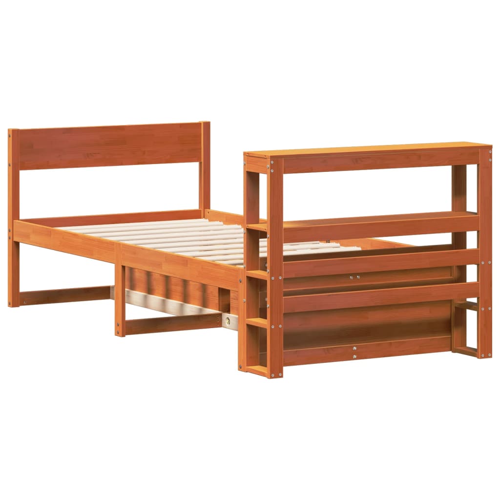 Sengeramme uten madrass voksbrun 75x190 cm heltre furu