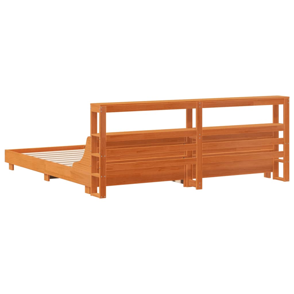 Sengeramme uten madrass voksbrun 200x200 cm heltre furu