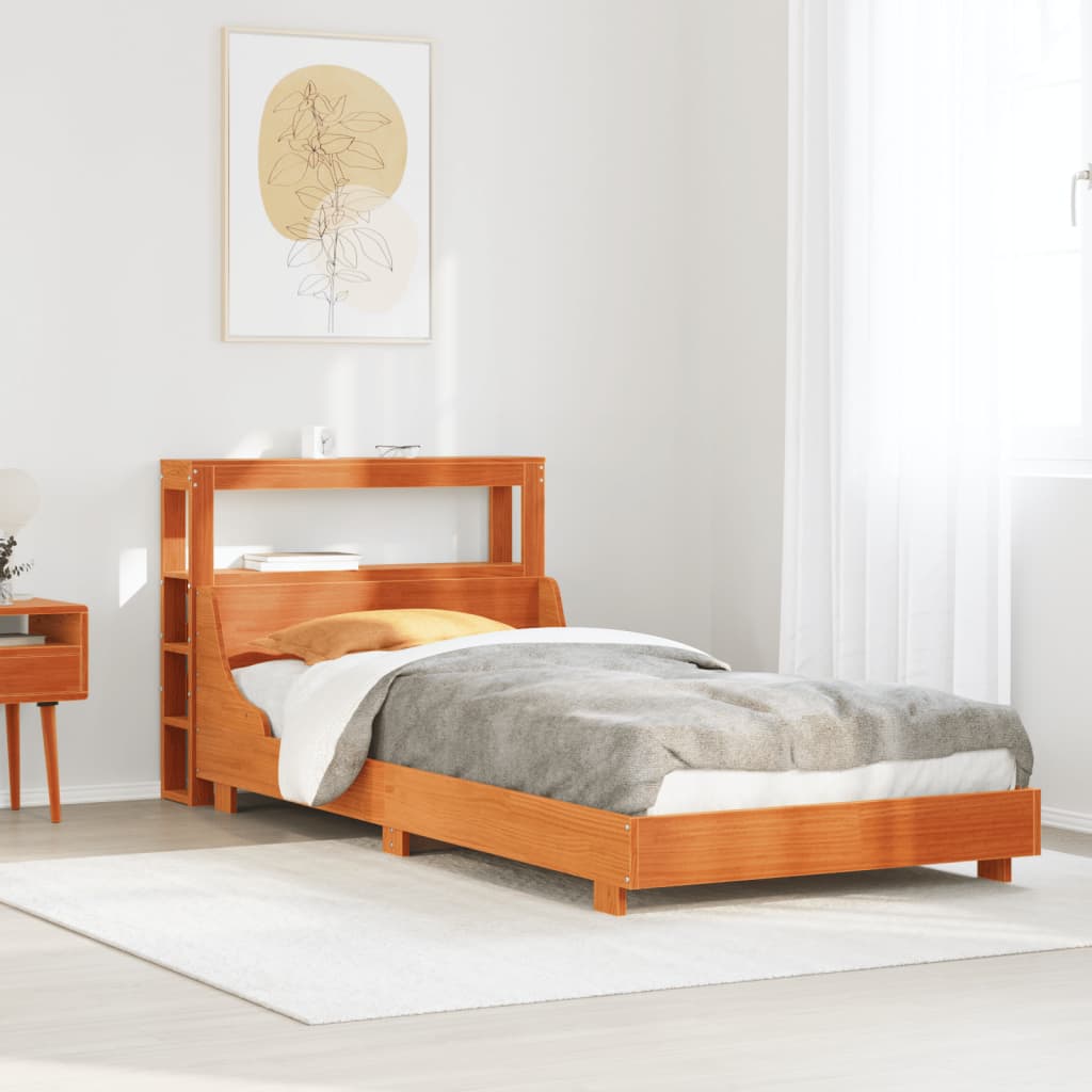 Sengeramme uten madrass voksbrun 100x200 cm heltre furu