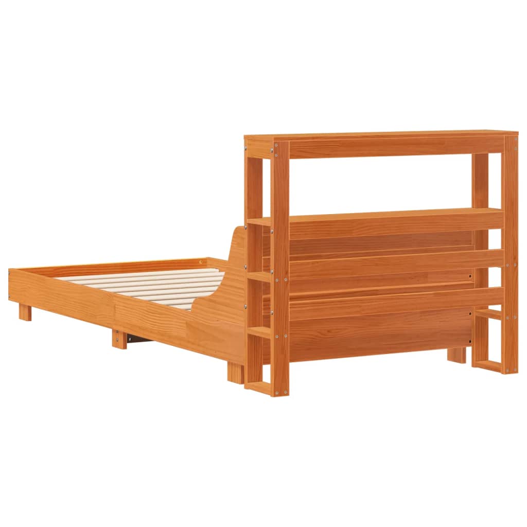 Sengeramme uten madrass voksbrun 75x190 cm heltre furu