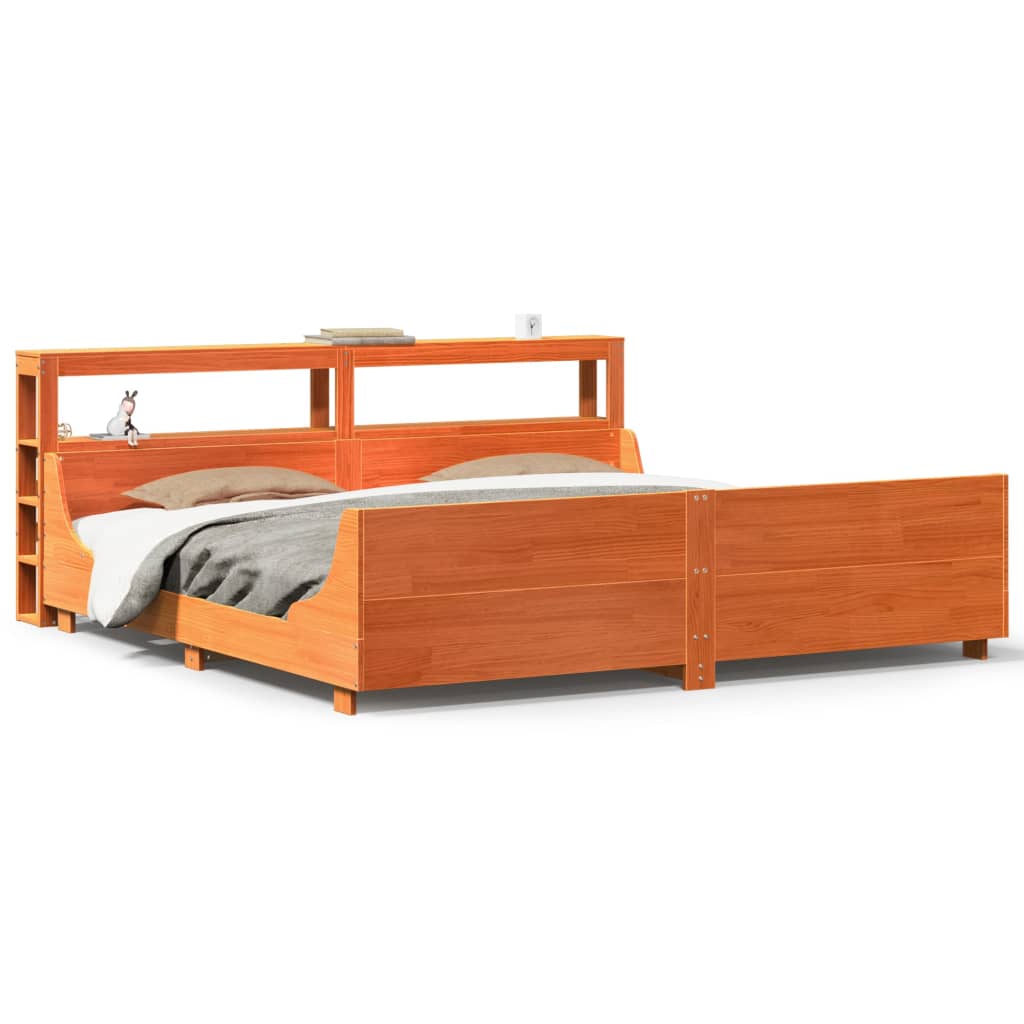 Sengeramme uten madrass voksbrun 200x200 cm heltre furu