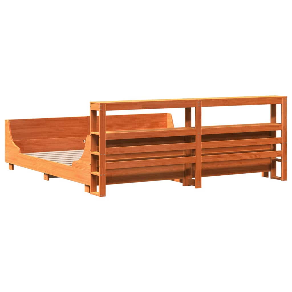 Sengeramme uten madrass voksbrun 200x200 cm heltre furu