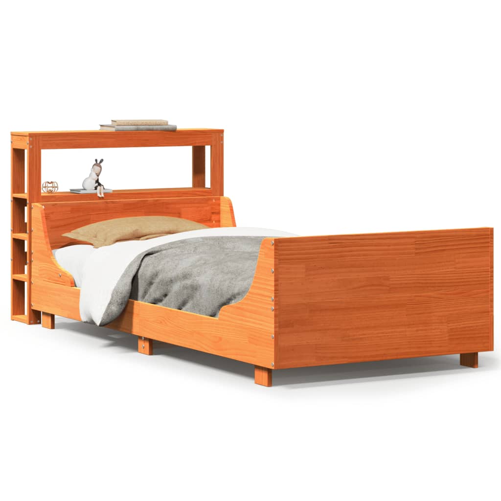 Sengeramme uten madrass voksbrun 75x190 cm heltre furu