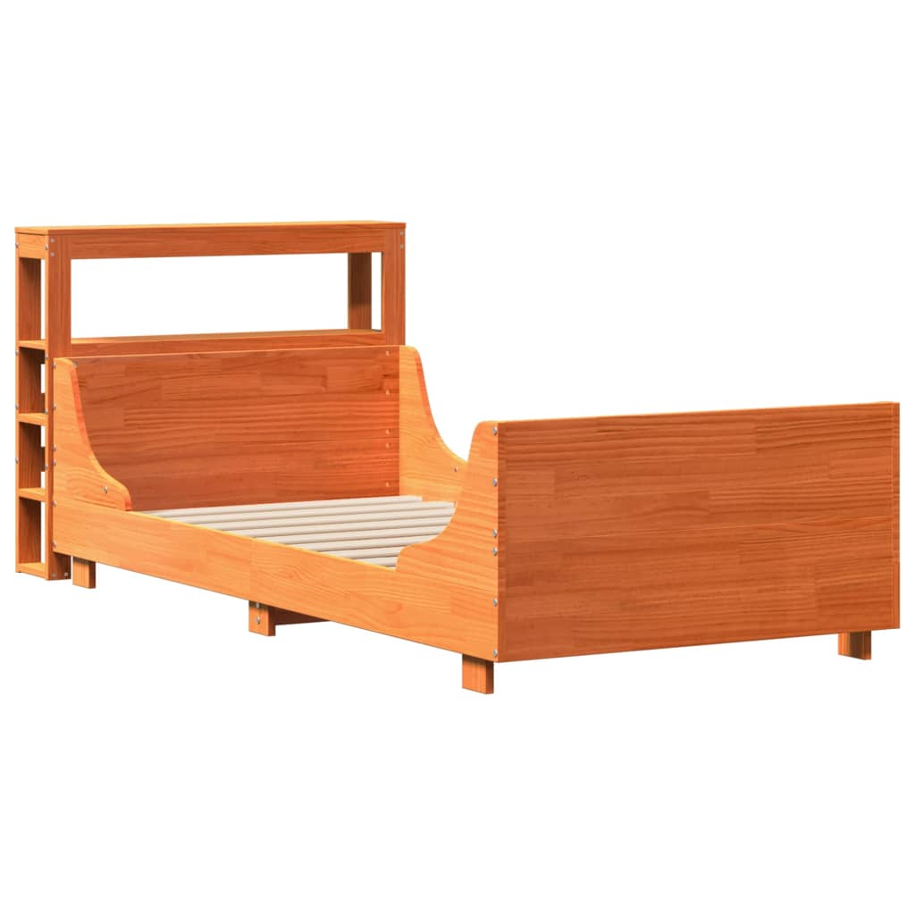 Sengeramme uten madrass voksbrun 75x190 cm heltre furu