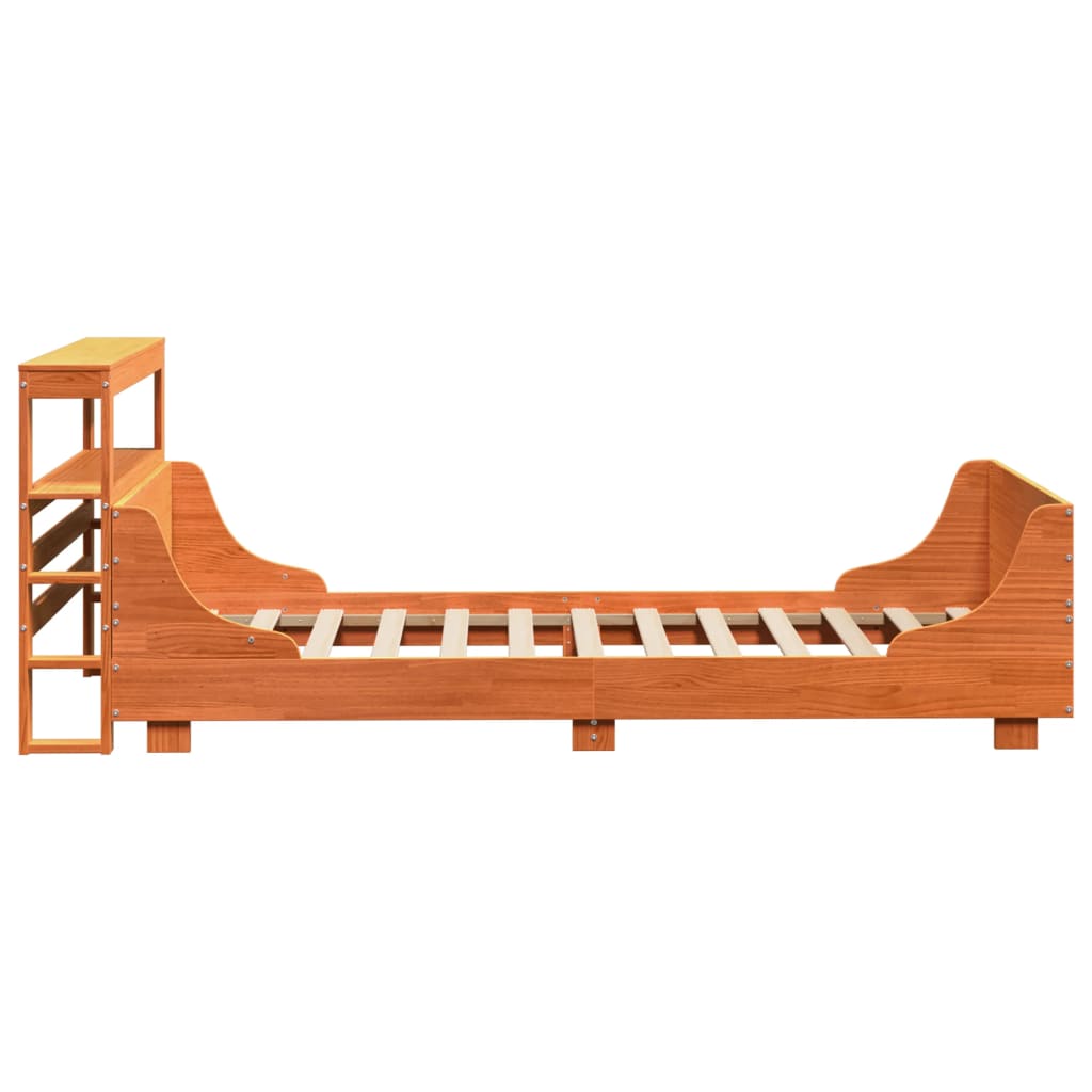 Sengeramme uten madrass voksbrun 75x190 cm heltre furu