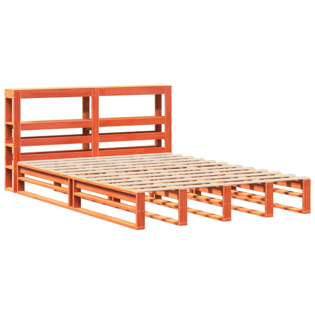 Sengeramme uten madrass voksbrun 140x200 cm heltre furu
