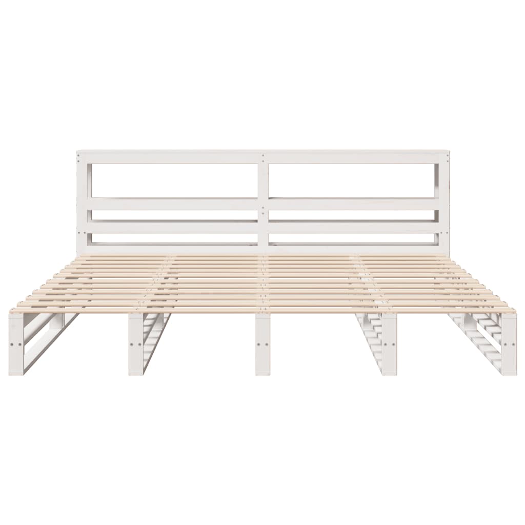 Sengeramme med madrass hvit 200x200 cm heltre furu