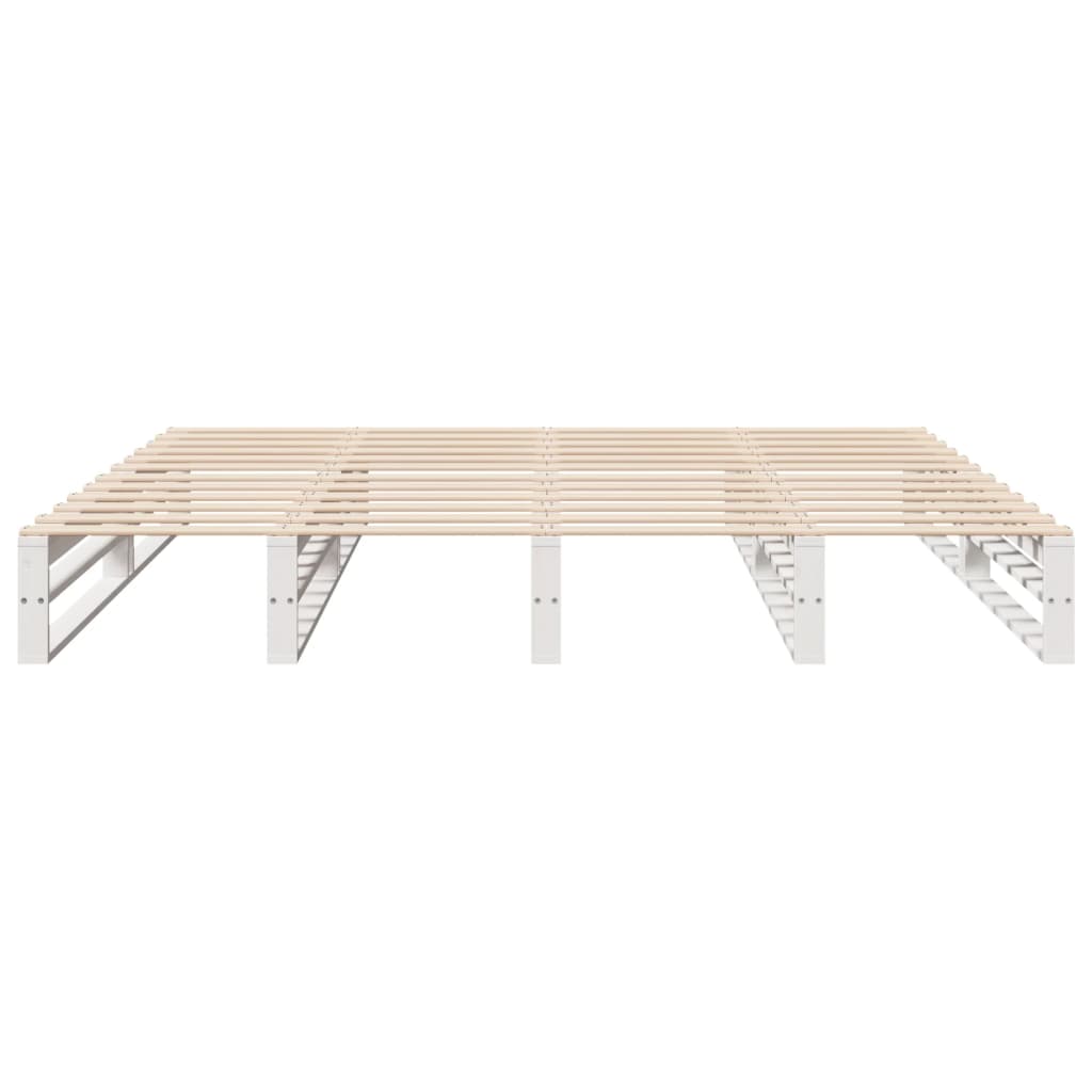 Sengeramme med madrass hvit 200x200 cm heltre furu
