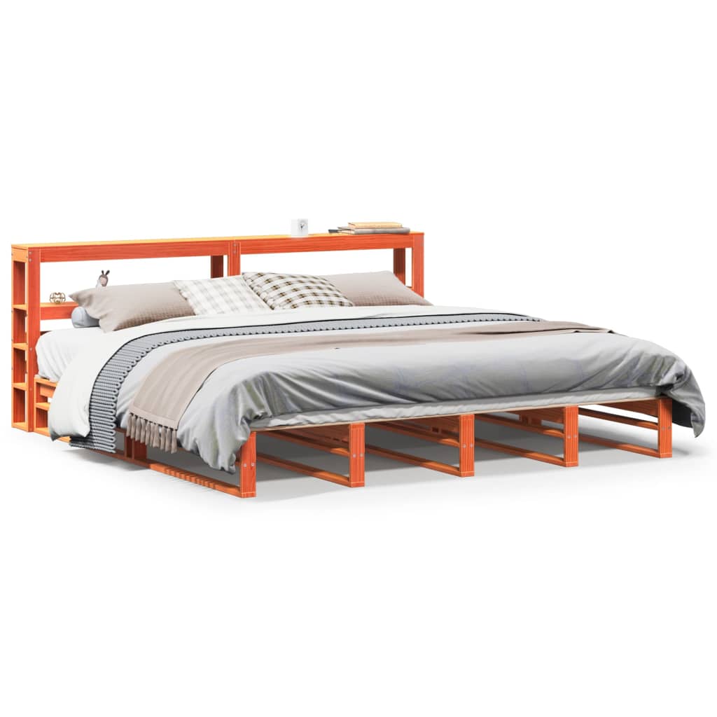 Sengeramme uten madrass voksbrun 200x200 cm heltre furu