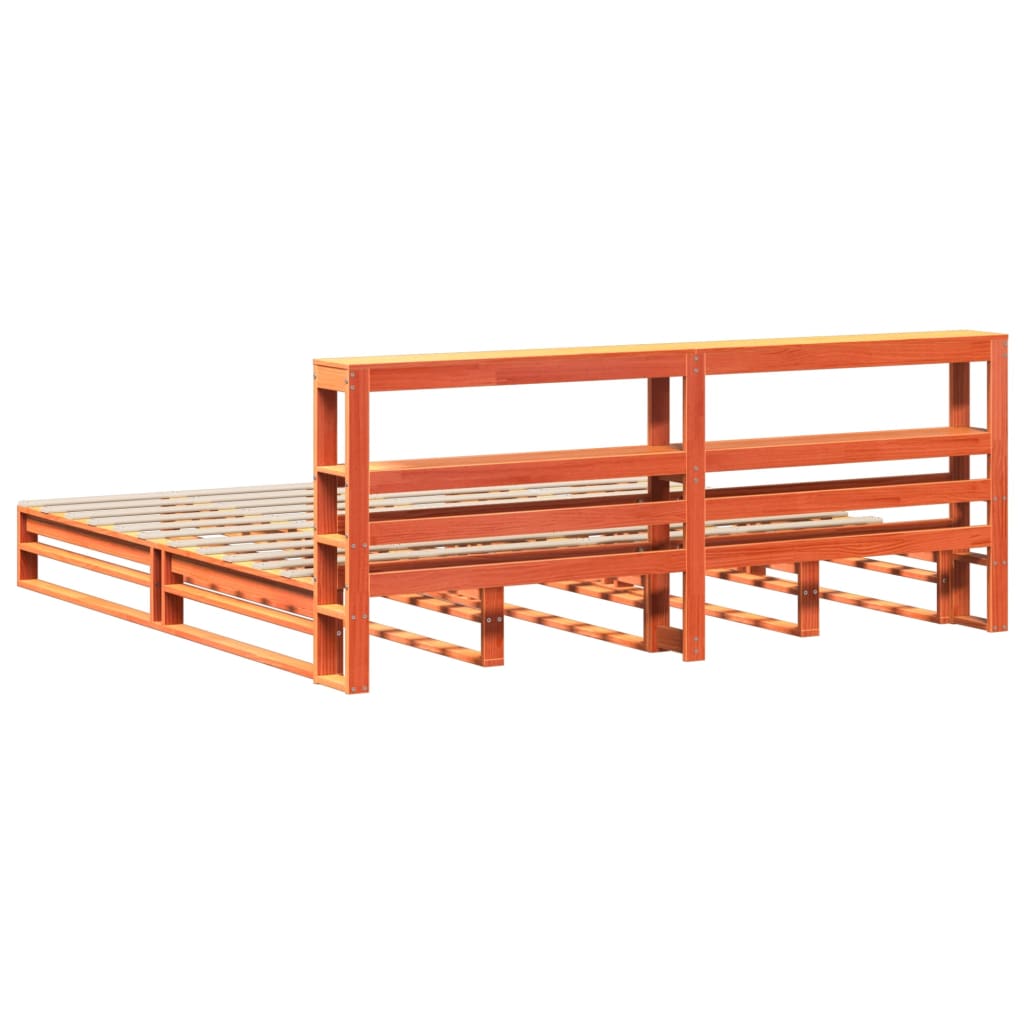 Sengeramme uten madrass voksbrun 200x200 cm heltre furu