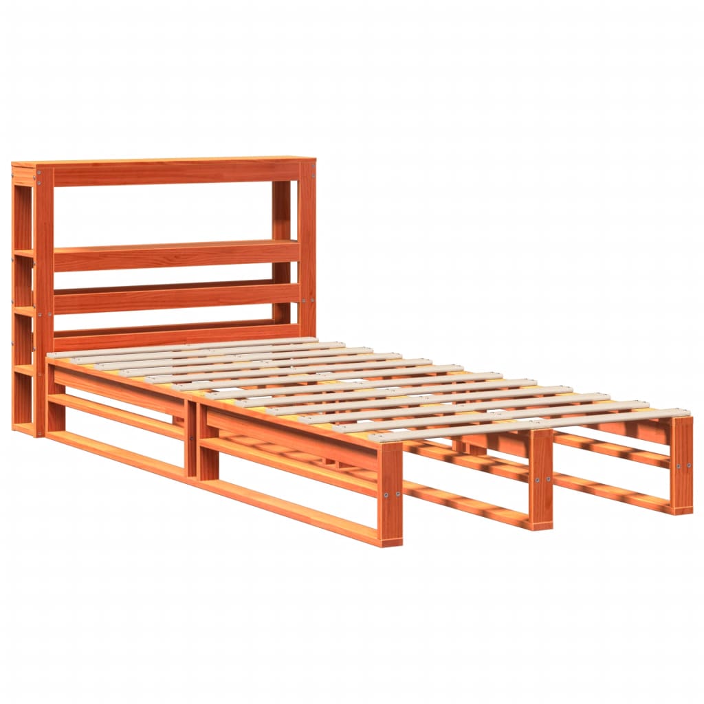Sengeramme uten madrass voksbrun 75x190 cm heltre furu