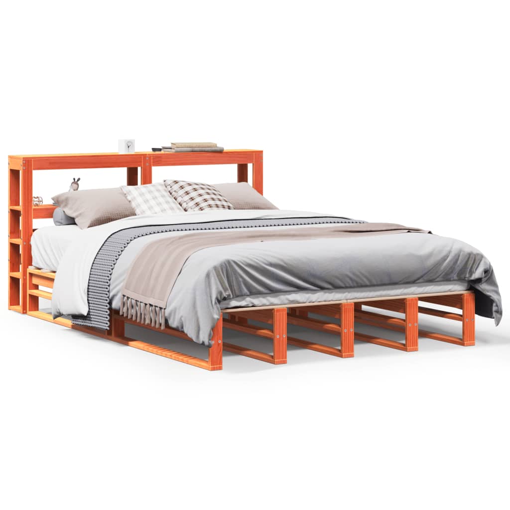 Sengeramme uten madrass voksbrun 140x190 cm heltre furu