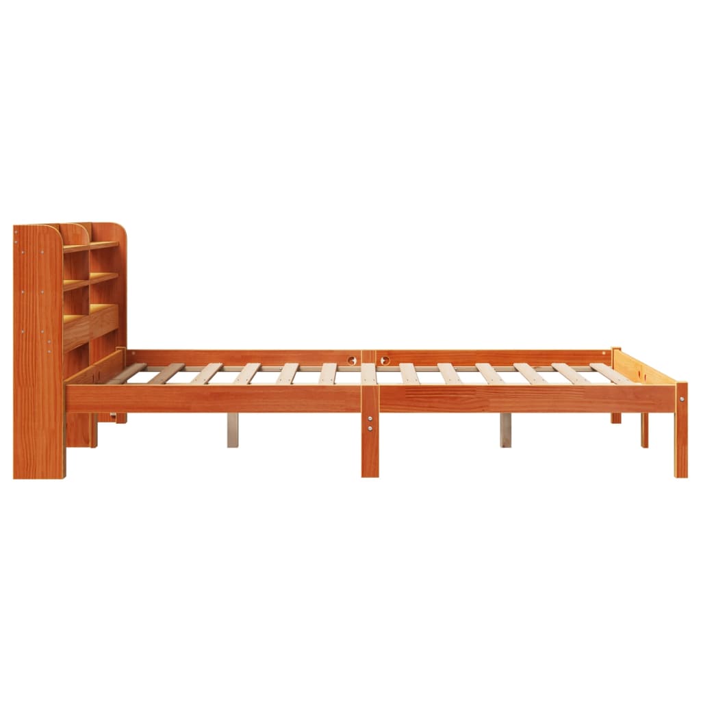 Sengeramme med hodegavl voksbrun 135x190 cm heltre furu