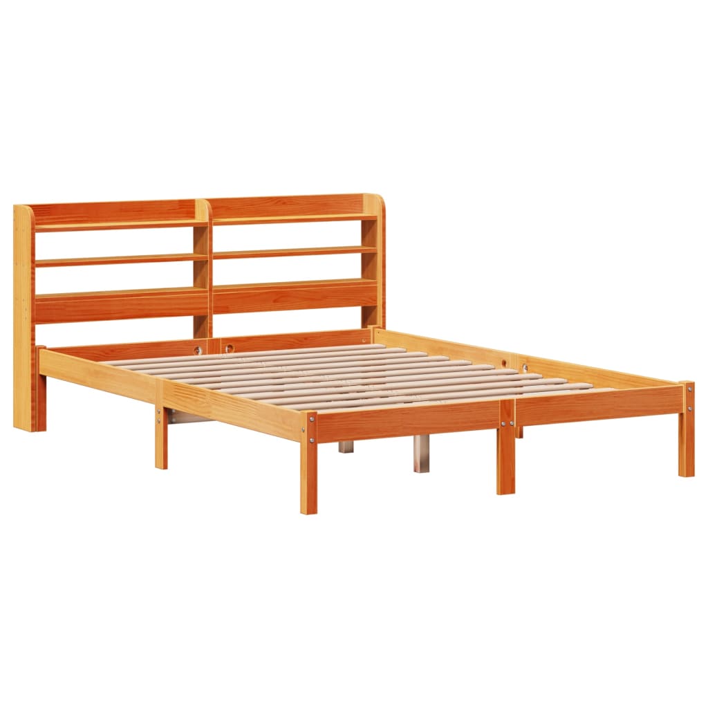 Sengeramme med hodegavl voksbrun 120x200 cm heltre furu