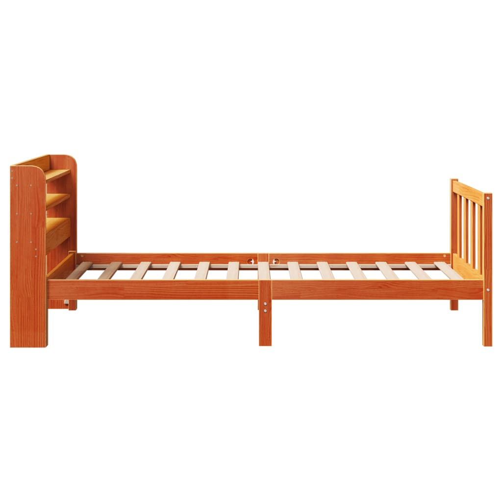 Sengeramme med hodegavl voksbrun 100x200 cm heltre furu