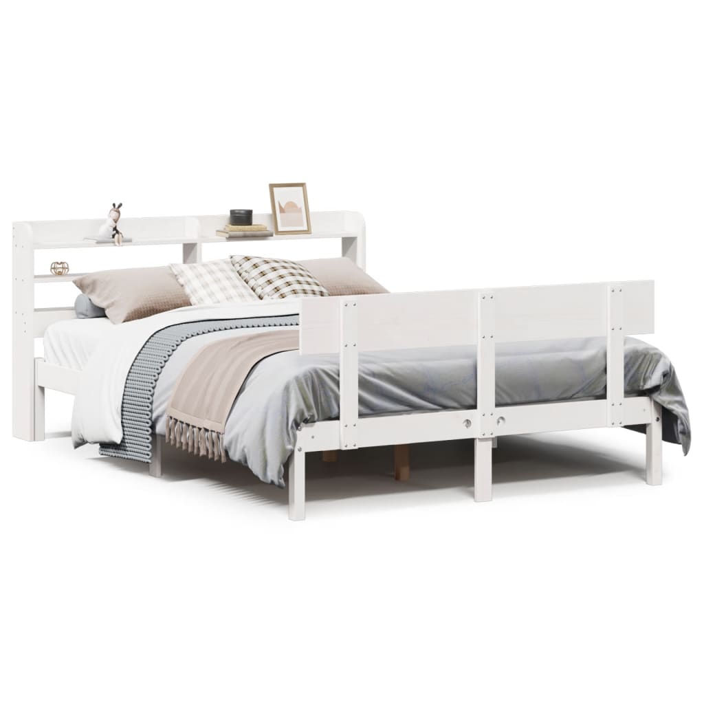 Sengeramme uten madrass hvit 140x190 cm heltre furu