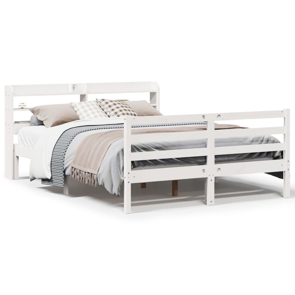 Sengeramme med hodegavl hvit 135x190 cm heltre furu