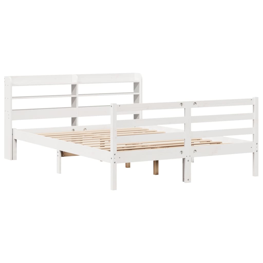Sengeramme med hodegavl hvit 135x190 cm heltre furu