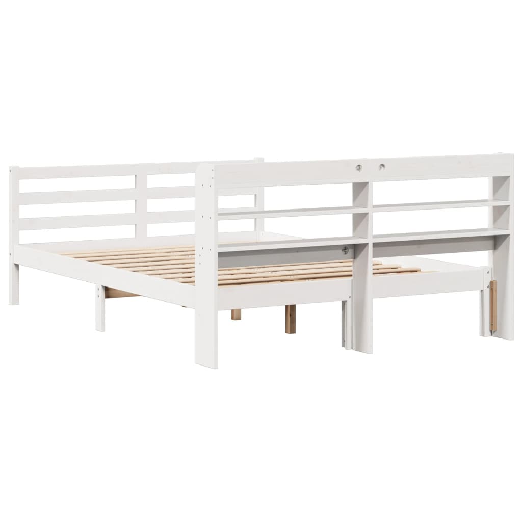 Sengeramme med hodegavl hvit 135x190 cm heltre furu