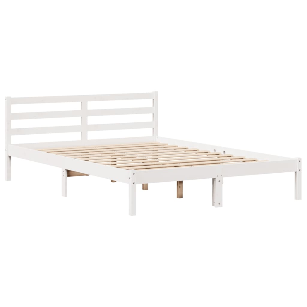 Sengeramme med hodegavl hvit 135x190 cm heltre furu