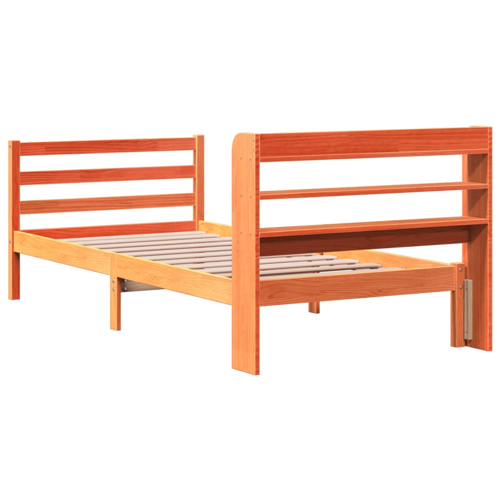 Sengeramme uten madrass voksbrun 75x190 cm heltre furu