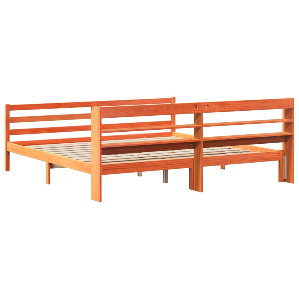 Sengeramme uten madrass voksbrun 180x200 cm heltre furu