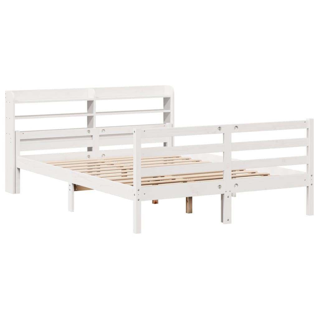 Sengeramme med hodegavl hvit 135x190 cm heltre furu