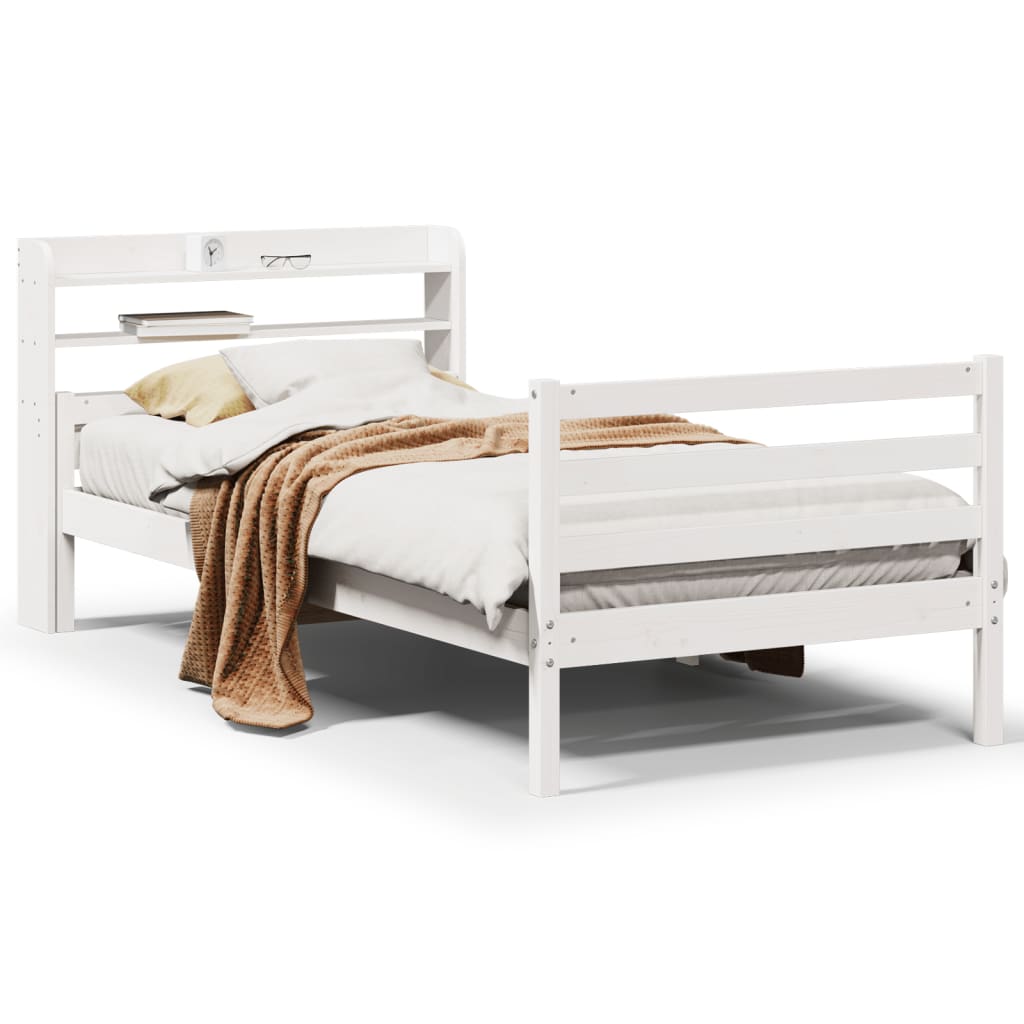 Sengeramme med hodegavl hvit 100x200 cm heltre furu
